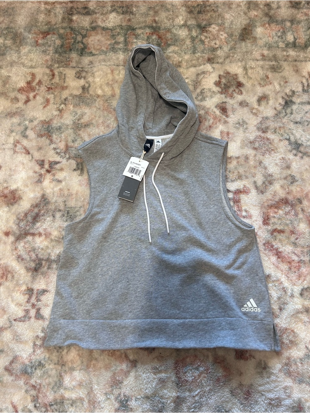 adidas Light Gray Hooded Pullover with Drawstring